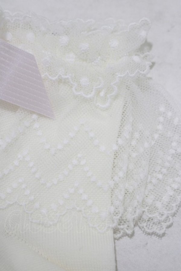 画像2: BABY,THE STARS SHINE BRIGHT / チュールレースクルー丈ソックス  オフ/ピンク H-25-09-10-068-BA-ZA-NS-ZH (2)