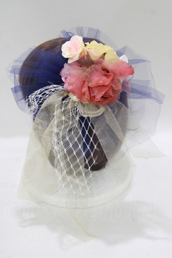 画像2: Angelic Pretty / Classic Rose Dollカチューシャ  ネイビー H-25-09-10-072-AP-AC-NS-ZH (2)