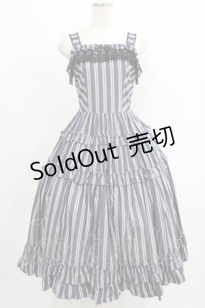 画像: Innocent World / オリビアストライプジャンパースカート M112cm丈 ブラック/ネイビー H-25-09-10-006-IW-OP-NS-ZH