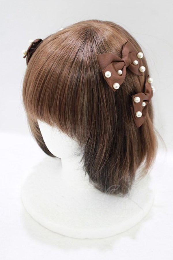 画像1: m petit by misako / AM3Pリボンクリップ  ブラウン H-25-09-10-075-LO-AC-NS-ZH (1)