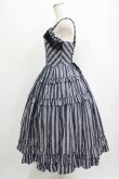 画像2: Innocent World / オリビアストライプジャンパースカート M112cm丈 ブラック/ネイビー H-25-09-10-006-IW-OP-NS-ZH (2)