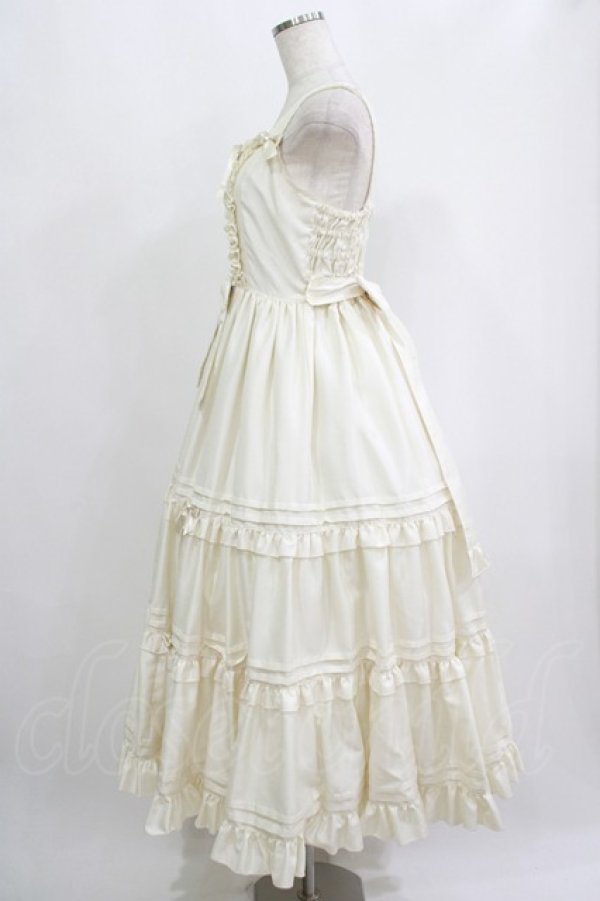 画像2: metamorphose / シャンタンレースアップティアードロングジャンパースカート Free アイボリー H-25-09-10-009-ME-OP-NS-ZH (2)