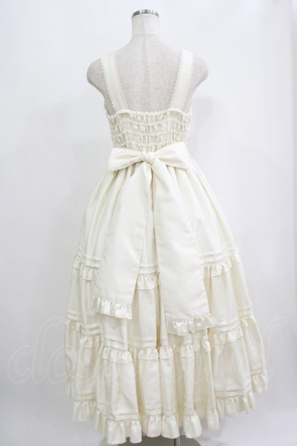 画像3: metamorphose / シャンタンレースアップティアードロングジャンパースカート Free アイボリー H-25-09-10-009-ME-OP-NS-ZH (3)