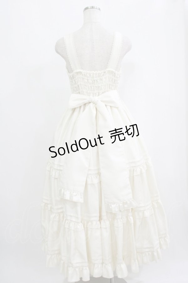 画像3: metamorphose / シャンタンレースアップティアードロングジャンパースカート Free アイボリー H-25-09-10-009-ME-OP-NS-ZH (3)