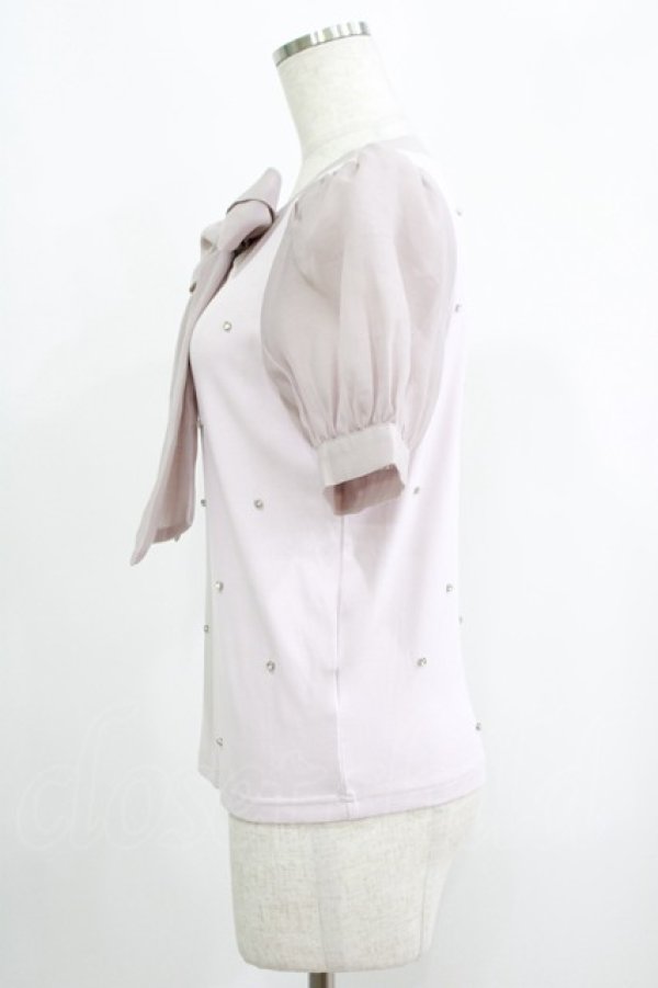 画像2: evelyn / リボンビジューリブ Free ピンク H-25-09-10-022-LO-TO-NS-ZH (2)