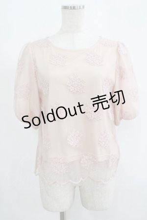 画像: an another angelus / チュール刺繍プルオーバーブラウス Free ピンク H-25-09-10-026-CA-TO-NS-ZH