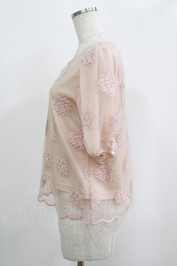 画像2: an another angelus / チュール刺繍プルオーバーブラウス Free ピンク H-25-09-10-026-CA-TO-NS-ZH (2)