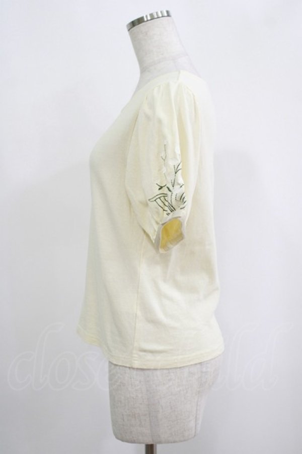 画像2: F&A / スズラン刺繍パフT Free IVORY H-25-09-10-027-LO-TO-NS-ZH (2)