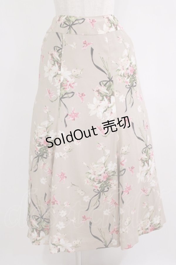 画像1: INGEBORG / リリーブーケpt.スカート 3（9号） ベージュ H-25-09-11-025-LO-SK-NS-ZH (1)