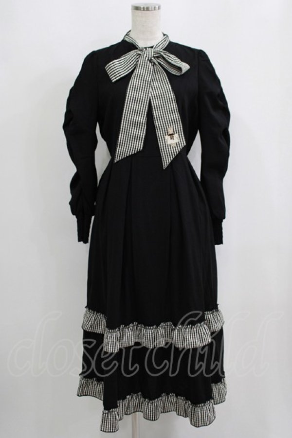 画像1: Maison de FLEUR / Maison de FLEUR×Marroncream×Misako Aoki ギンガムチェックワンピース Free ブラック H-25-09-11-028-LO-OP-NS-ZH (1)