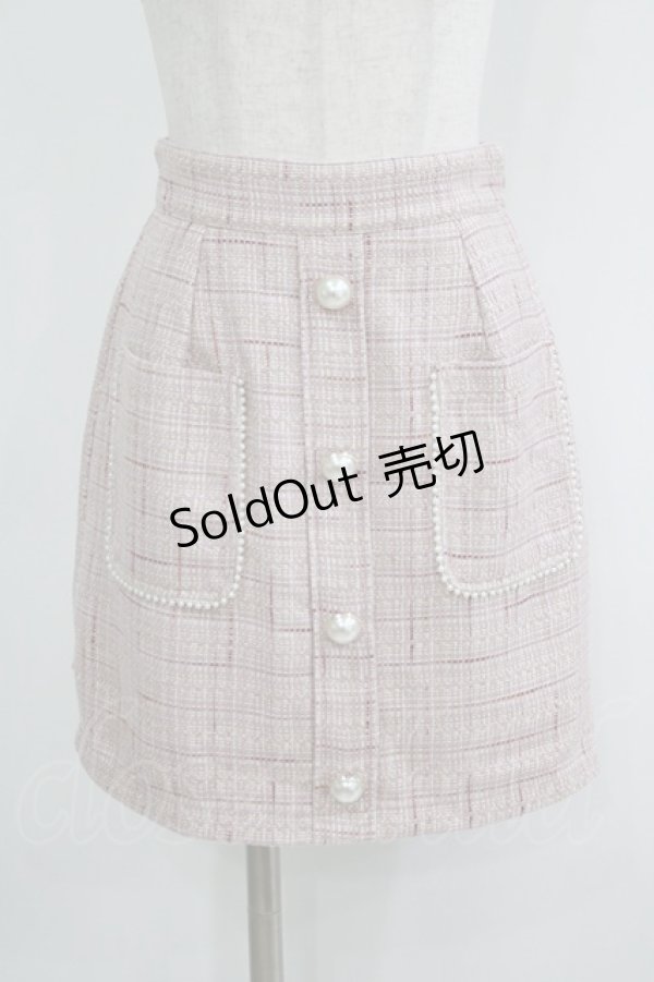 画像1: Ank Rouge / フロントボタンツイードスカート M ピンク H-25-09-11-036-CA-SK-NS-ZH (1)