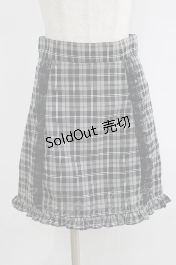 画像1: Ank Rouge / 裾フリルチェック台形スカート M ブラック H-25-09-11-037-CA-SK-NS-ZH (1)