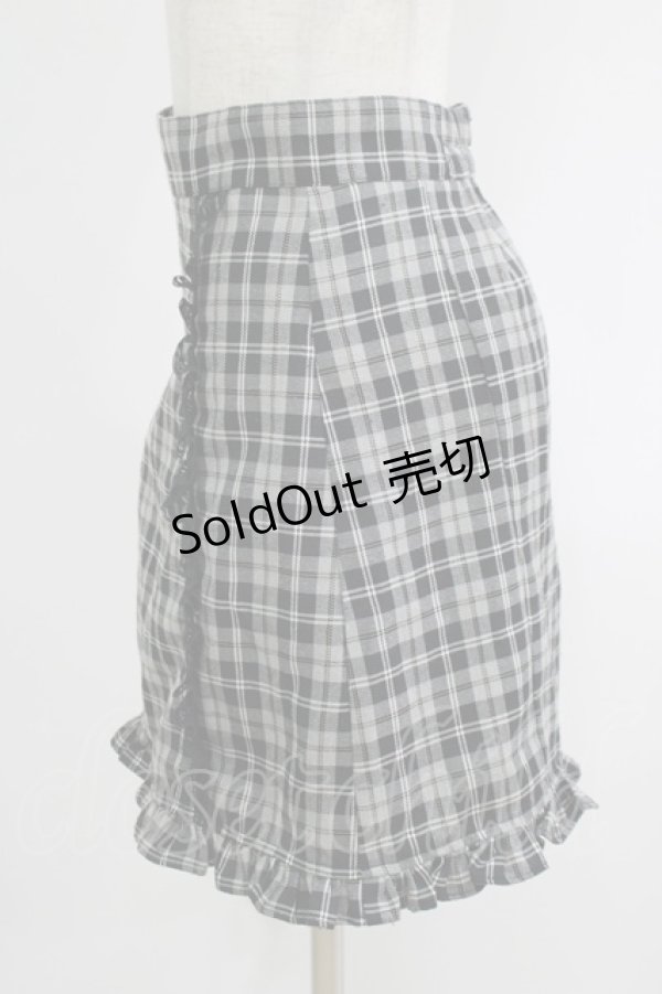 画像2: Ank Rouge / 裾フリルチェック台形スカート M ブラック H-25-09-11-037-CA-SK-NS-ZH (2)