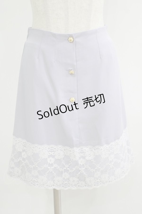 画像1: Ank Rouge / レース切替スカート M サックス H-25-09-11-038-CA-SK-NS-ZH (1)