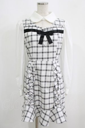 画像: Ank Rouge / チェックリボンワンピース M ホワイト H-25-09-11-040-CA-OP-NS-ZH