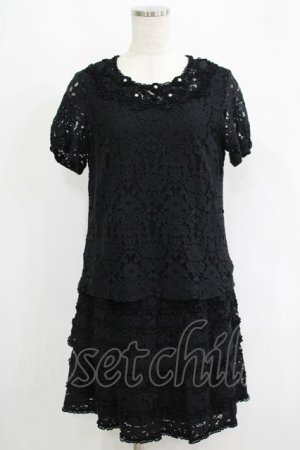 画像: INGEBORG / フラワーレーストップス+ワンピース 3（9号） ブラック H-25-09-11-041-LO-OP-NS-ZH