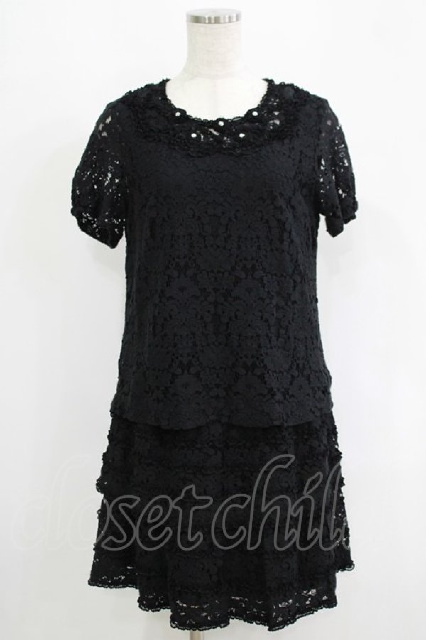 画像1: INGEBORG / フラワーレーストップス+ワンピース 3（9号） ブラック H-25-09-11-041-LO-OP-NS-ZH (1)