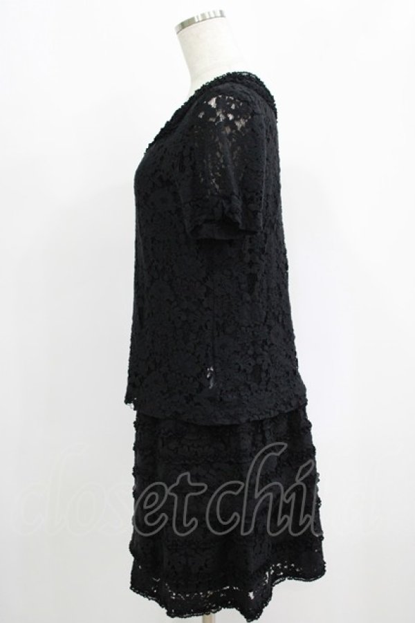 画像2: INGEBORG / フラワーレーストップス+ワンピース 3（9号） ブラック H-25-09-11-041-LO-OP-NS-ZH (2)