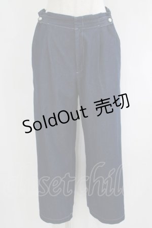 画像: INGEBORG / チノ&デニムセミワイドパンツ 3（9号） ブルー H-25-09-11-043-LO-PA-NS-ZH