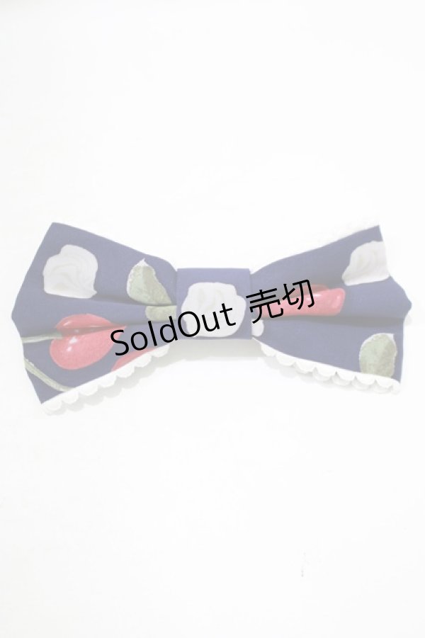 画像2: Angelic Pretty / Creamy Cherryバレッタ  ネイビー H-25-09-11-051-AP-AC-NS-ZH (2)