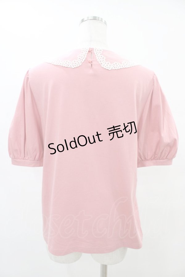 画像2: 【SALE】Jane Marple / チュールレースカラーパフィースリーブプルオーバー  ピンク H-25-09-11-1046-JM-TO-KB-ZT376 (2)