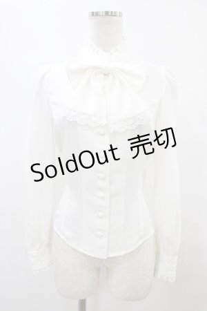 画像: Sheglit / スタンドカラーリボンジャボブラウス M ホワイト H-25-09-11-1047-EL-BL-KB-ZH