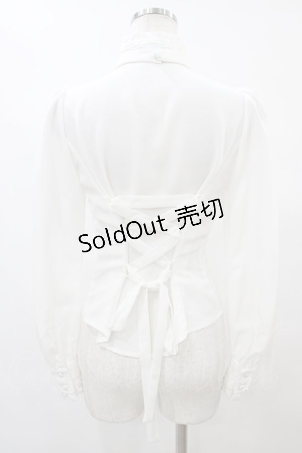 画像2: Sheglit / スタンドカラーリボンジャボブラウス M ホワイト H-25-09-11-1047-EL-BL-KB-ZH (2)