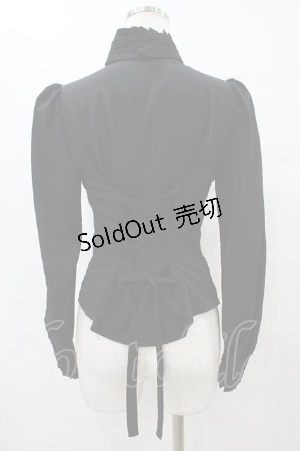 画像2: Sheglit / スタンドカラーリボンジャボブラウス M ブラック H-25-09-11-1048-EL-BL-KB-ZH (2)