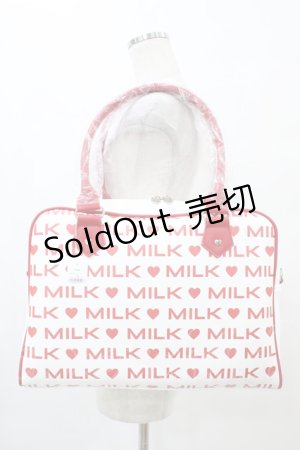 画像: MILK / LOGO BIGバッグ  オフ×レッド H-25-09-11-1011-ML-ZA-KB-ZH