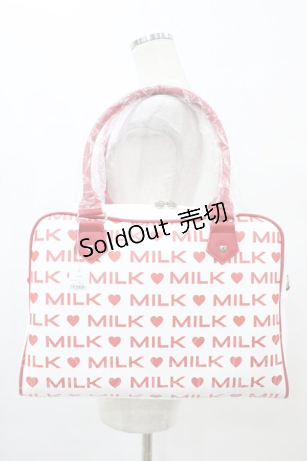 画像1: MILK / LOGO BIGバッグ  オフ×レッド H-25-09-11-1011-ML-ZA-KB-ZH (1)