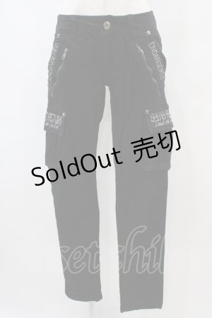 画像: GHOST of HARLEM / 英字刺繍パンツ  黒 H-25-09-11-1014-GL-PA-KB-ZH