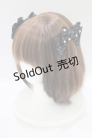 画像: metamorphose / ラメ総レースパール付リボンコーム  ブラック H-25-09-11-057-ME-AC-NS-ZH