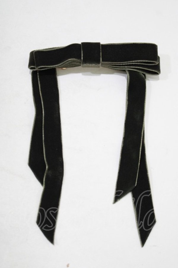 画像2: Fi.n.t / ベロアロングリボンバレッタ  KHAKI H-25-09-11-063-CA-AC-NS-ZH (2)