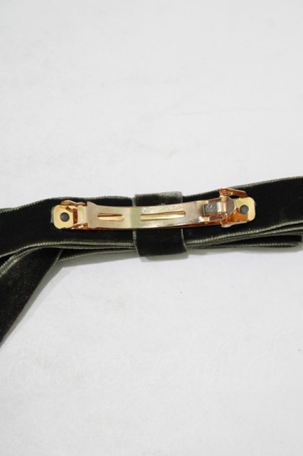 画像3: Fi.n.t / ベロアロングリボンバレッタ  KHAKI H-25-09-11-063-CA-AC-NS-ZH (3)