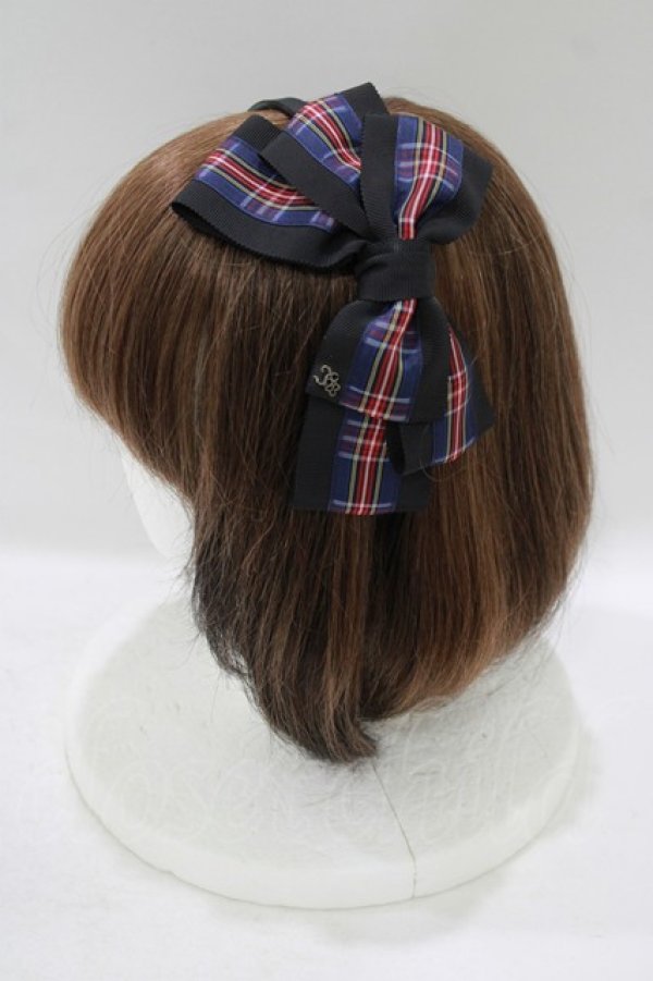 画像2: Innocent World / タータンチェックリボンカチューシャ  ブルー H-25-09-11-067-IW-AC-NS-ZH (2)