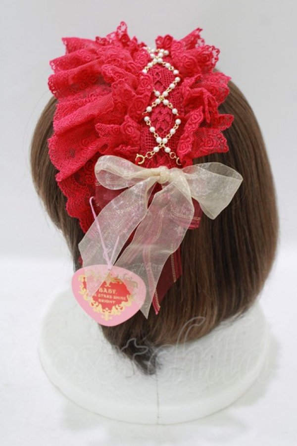 画像2: BABY,THE STARS SHINE BRIGHT / レーシィパールドールカチューシャ  エンジ H-25-09-11-073-BA-AC-NS-ZH (2)