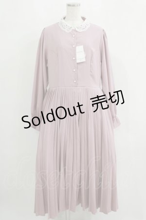 画像: m petit by misako / レース襟プリーツワンピース LL ピンク H-25-09-11-013-LO-OP-NS-ZH