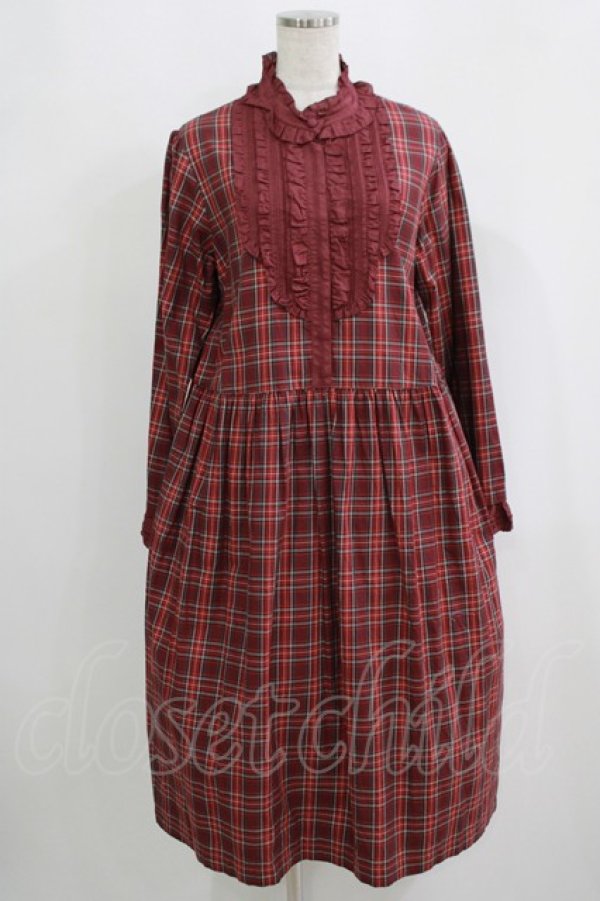 画像1: PINK HOUSE / オリジナルチェックミディワンピース Free ワイン H-25-09-11-016-LO-OP-NS-ZH (1)