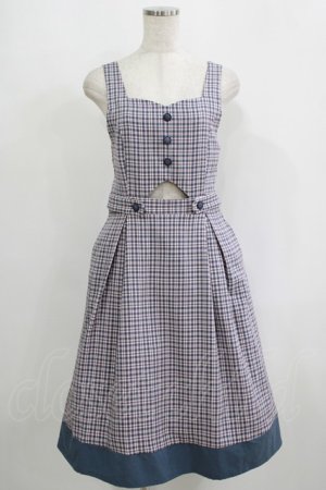 画像: F i.n.t / ビスチェ風カッティングチェックジャンパースカート Free NAVY×PK H-25-09-11-021-CA-OP-NS-ZH