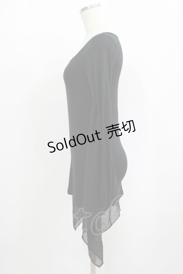 画像2: WIDOW / ジョーゼット切替カットソー S ブラック H-25-09-12-027-PU-TO-KB-ZH (2)