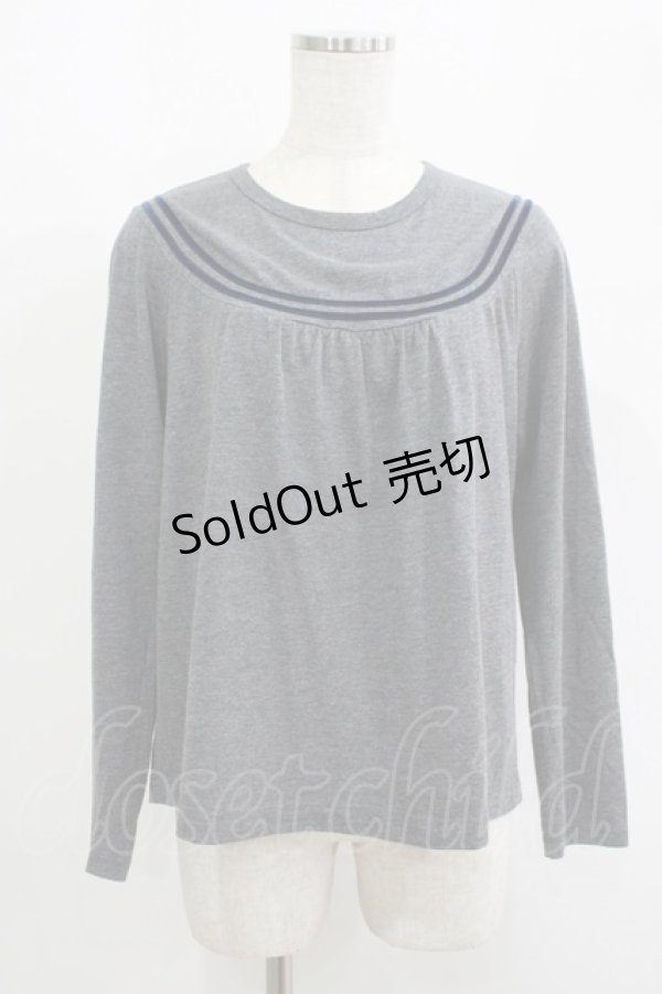 画像1: Jane Marple / ベロアラインカットソー M グレー H-25-09-12-030-JM-TO-KB-ZH (1)