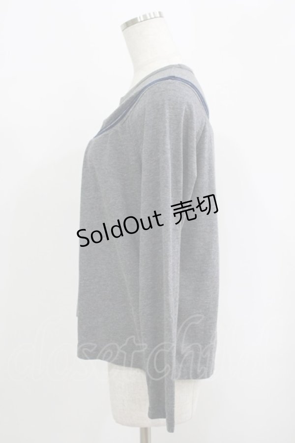 画像2: Jane Marple / ベロアラインカットソー M グレー H-25-09-12-030-JM-TO-KB-ZH (2)