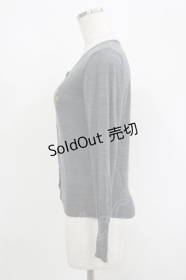 画像2: Jane Marple / Keyモチーフのカーディガン M グレー H-25-09-12-033-JM-TO-KB-ZH (2)