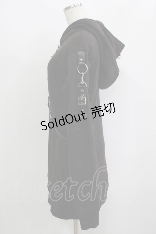 画像2: HEARTLESS / ハーネス風ロングパーカー  グレーブラック H-25-09-12-040-PU-TO-KB-ZH (2)