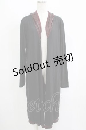 画像: Deorart / 切替フードロングカーディガン  黒×赤 H-25-09-12-041-PU-TO-KB-ZH