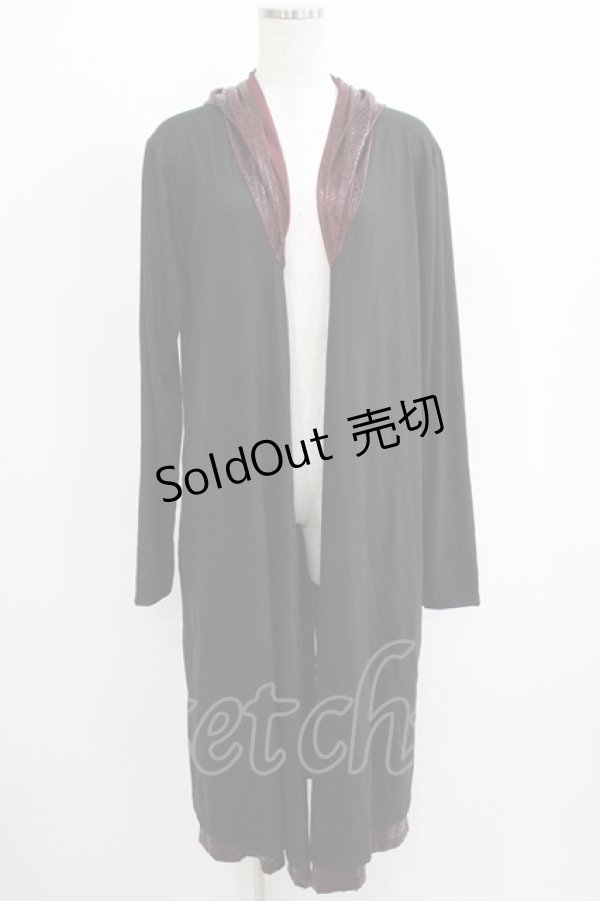 画像1: Deorart / 切替フードロングカーディガン  黒×赤 H-25-09-12-041-PU-TO-KB-ZH (1)