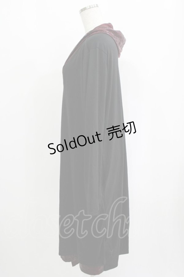 画像2: Deorart / 切替フードロングカーディガン  黒×赤 H-25-09-12-041-PU-TO-KB-ZH (2)