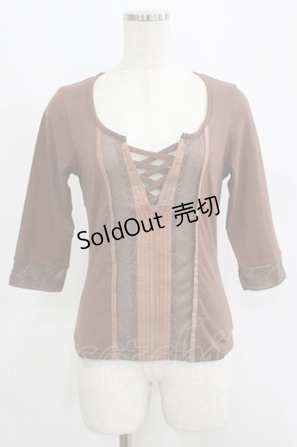 画像1: RQ-BL / シアー切替トップス S 茶 H-25-09-12-047-GO-TO-KB-ZH (1)