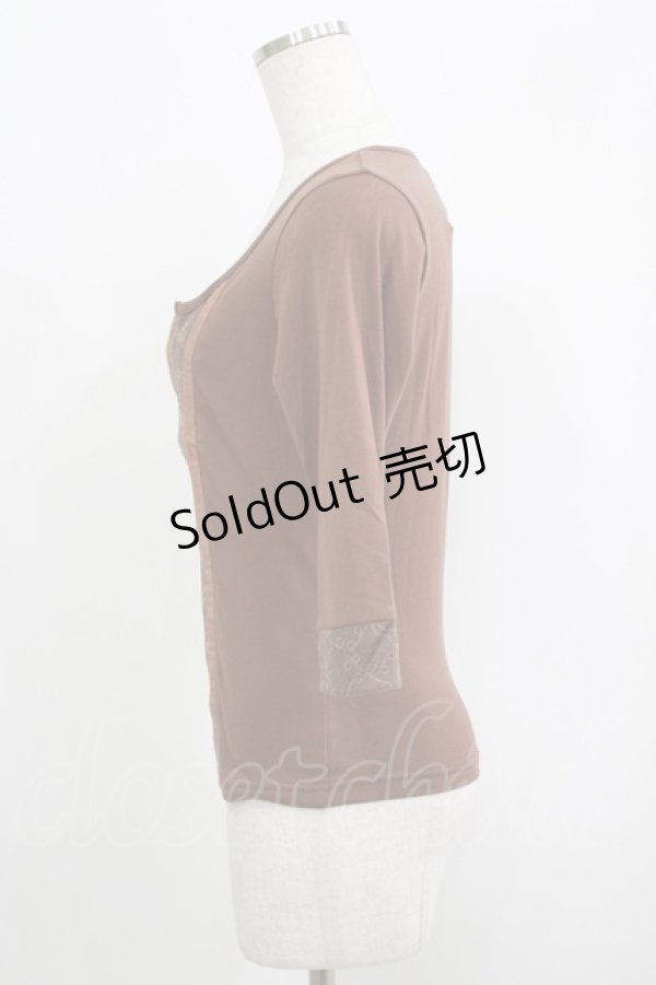 画像2: RQ-BL / シアー切替トップス S 茶 H-25-09-12-047-GO-TO-KB-ZH (2)