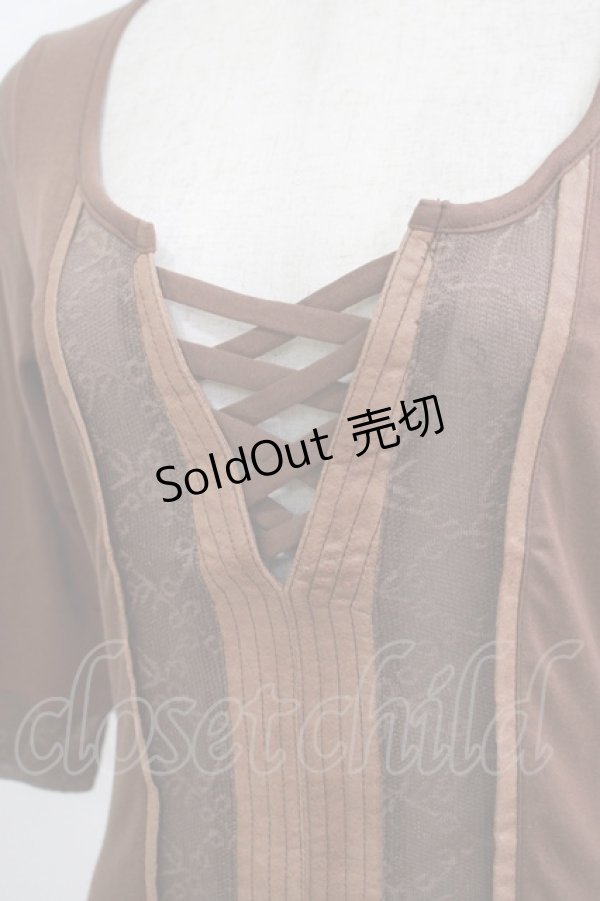 画像4: RQ-BL / シアー切替トップス S 茶 H-25-09-12-047-GO-TO-KB-ZH (4)